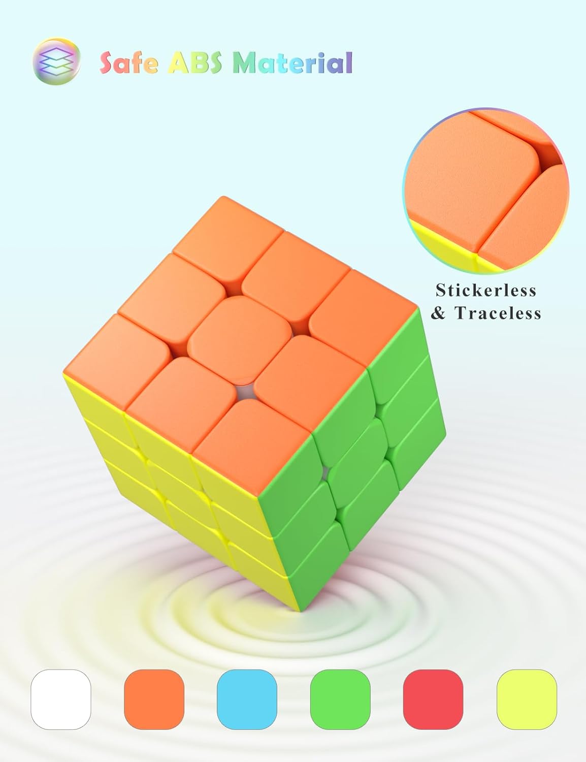 مكعب السرعة روكسيندا الاحترافي 3x3x3 - دوران سريع وسلس - متين وقوي بدون ملصقات، أفضل لعبة ألغاز سحرية ثلاثية الأبعاد - يدور أسرع من الأصلي