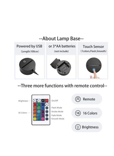 3D Illusion Light LED Night Light Genshin Impact Game Figurine Lamp Lighting LED Sensor Color Changing with Remote Control