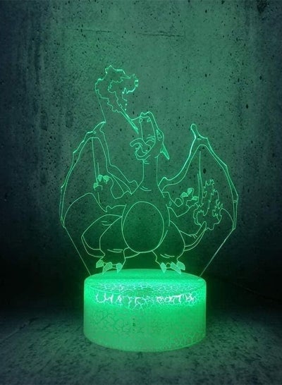 3D Illusion Lamp Night Light Led Big Dragon Spitfire Charizard Cartoon Kids Desk Lamp Bulb Creative Toy for Boy