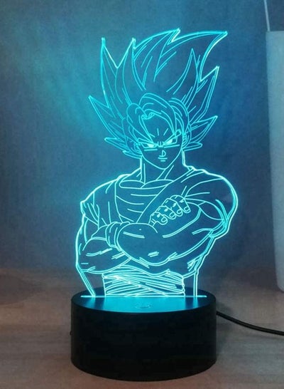 Multicolour3D Night Lights Kakarotto 3D Acrylic Table Lamp Super Saiyan Bedroom Sleeping Night Lamp Son Goku 16 colors Desk Lamp Anime Home Decor Light Children Birthday New Year Presents Dragon B