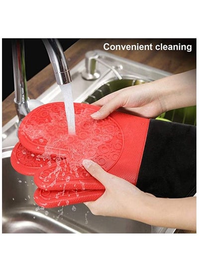 Silicone Oven Mitts with Quilted Lining Heat Proof Baking Gloves with Maximum Protection against Heat and Steam Waterproof Pot Holder Gloves for Baking Cooking and Grilling