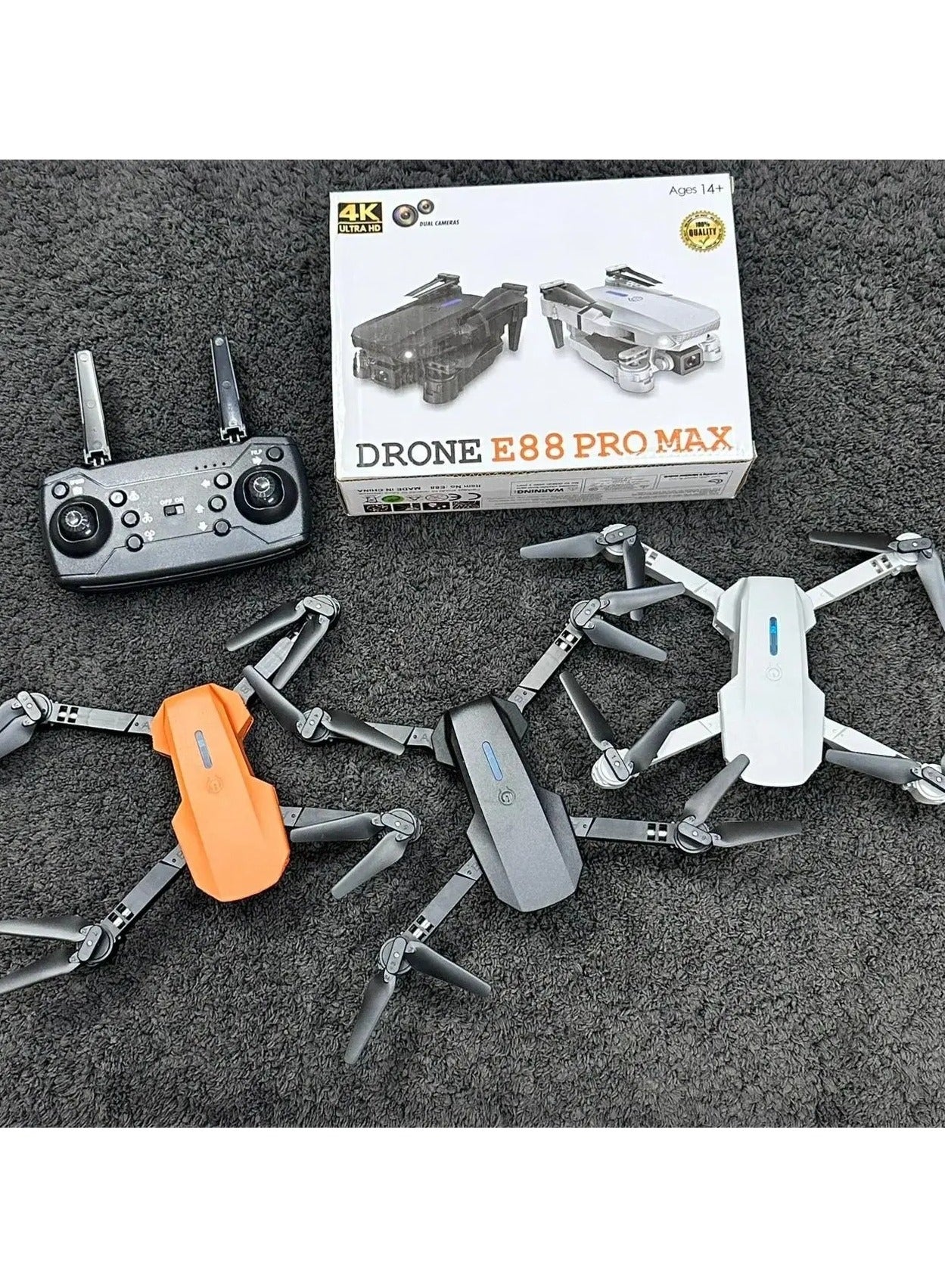 Foldable Quadcopter E88 Pro Max Drone with 4K Dual Camera for Adults, Remote Control Drone with Gesture Selfie, 3D Flips, Waypoint Flight, Altitude Hold, Long Control Range, Battery and Carrying Bag, Perfect Gift for Boys, Girls and Beginners