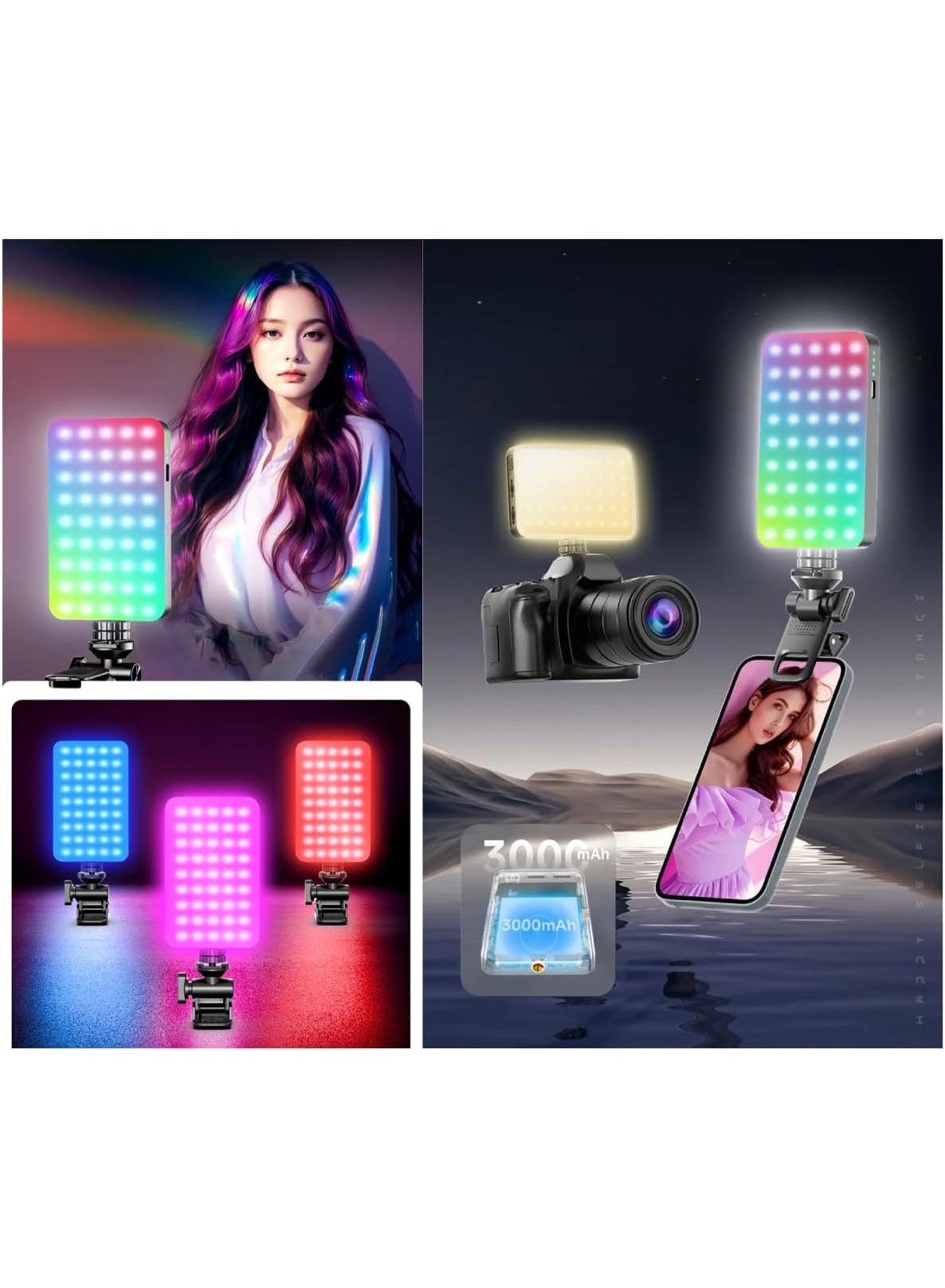 RGB Portable Photography Lighting with 129 LED Rechargeable Battery 2500k-9000K On Camera Light Fill Light Mini Pocket Light