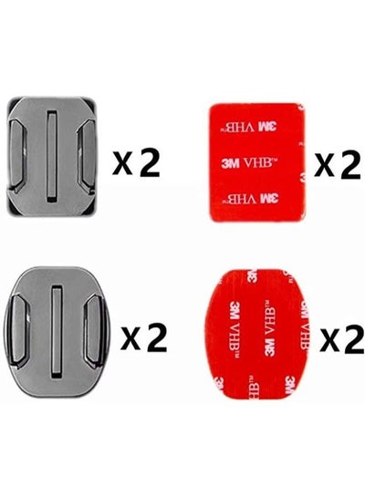 4 Pieces Flat & Curved Helmet Mount Set with Strong Adhesive Sticker Compatible with GoPro Hero 9 8 7 6 5+ Yi 4K Action Camera