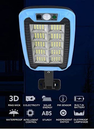 Smart Solar Street Lamp Solar Power Sensor Light Water Resistant With Remote Control Used for Outdoor Wall Lamp on Park Street (240 COB Lights. (Blue)