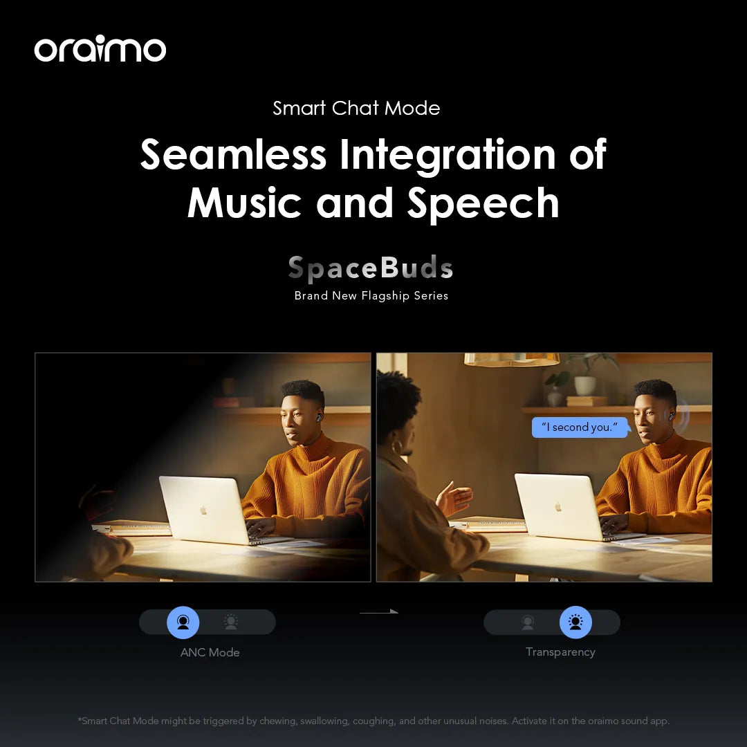 Oraimo SpaceBuds Hybrid ANC Wireless Earbuds OTW-630 - Space Grey
