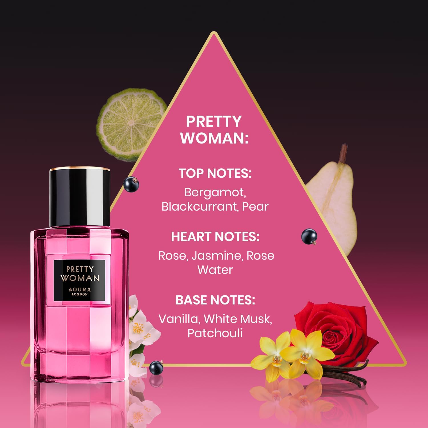 Aoura London Pretty Woman Eau De Parfum | Fresh Floral Musky Fragrance|Long Lasting Perfume for Women 100ml