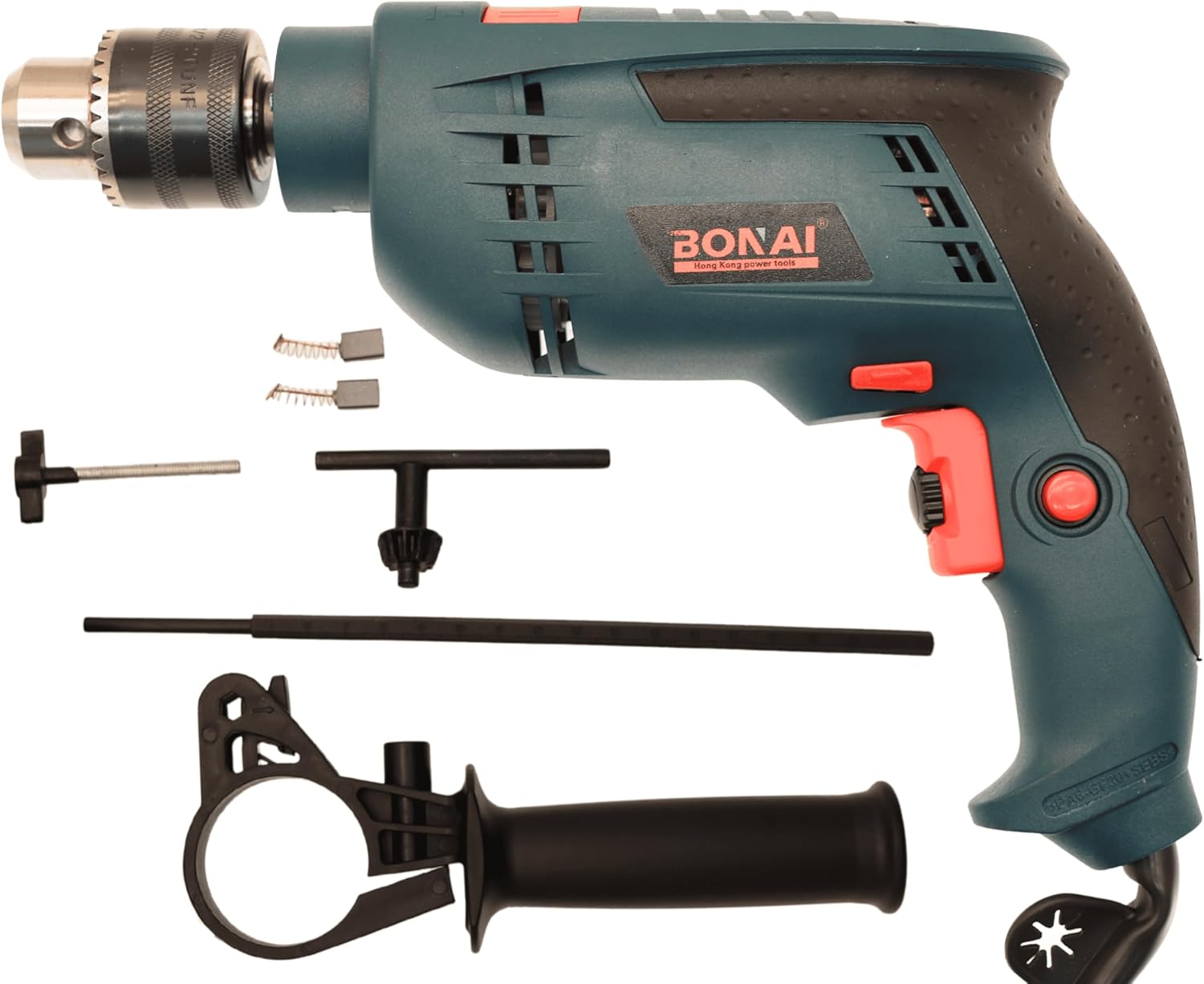 BONAI BN-HK85 750W Impact Drill, 13mm Variable Speed Electric Power Tool for Drilling Wood, Metal, Concrete & Masonry, Heavy Duty Corded Drill Machine with Adjustable Side Handle – 220V