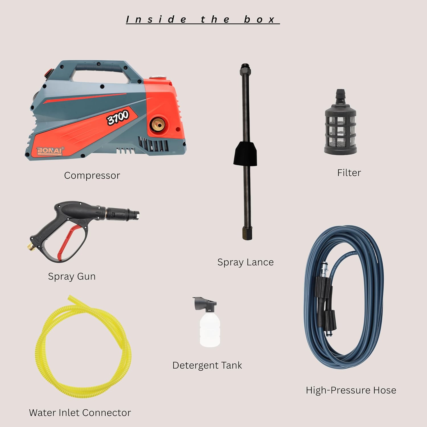 BONAI 3700W High Pressure Washer BN-HK73, 10L/min Flow, 300MPa Jet Cleaner, Self-Priming Car Washer, Portable Electric Water Cleaning Machine for Patio, Garden, Driveway & Outdoor Use
