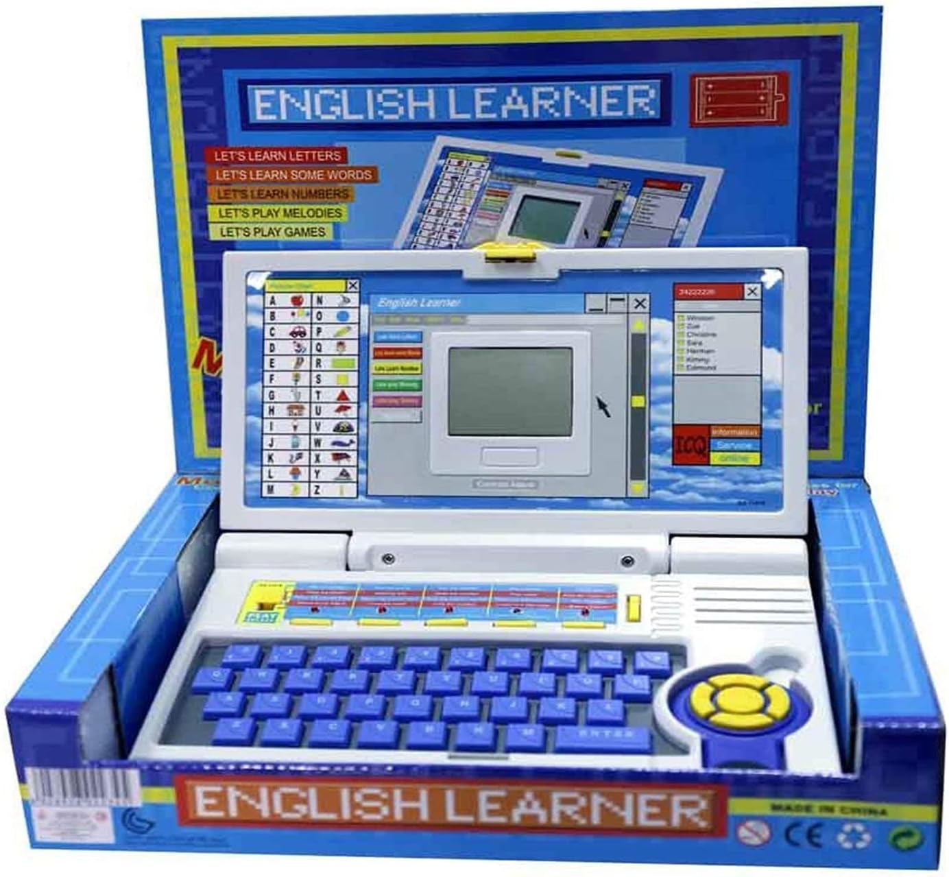 NIYANETAIL Kids English Learner Plastic Laptop/ Educational Notebook Computer for Kids, Boys, Girls, Children, Kids Gift Birthday (كبير) (متعدد الألوان)