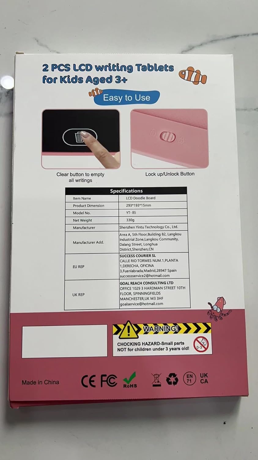 لوح كتابة LCD من كوجاباني، عبوتان من لوحات الرسم للأطفال من عمر 3 إلى 6 سنوات، 8.5 بوصة، بخطوط ملونة، لوحات رسم خربشة، ألعاب تعليمية للأولاد والبنات