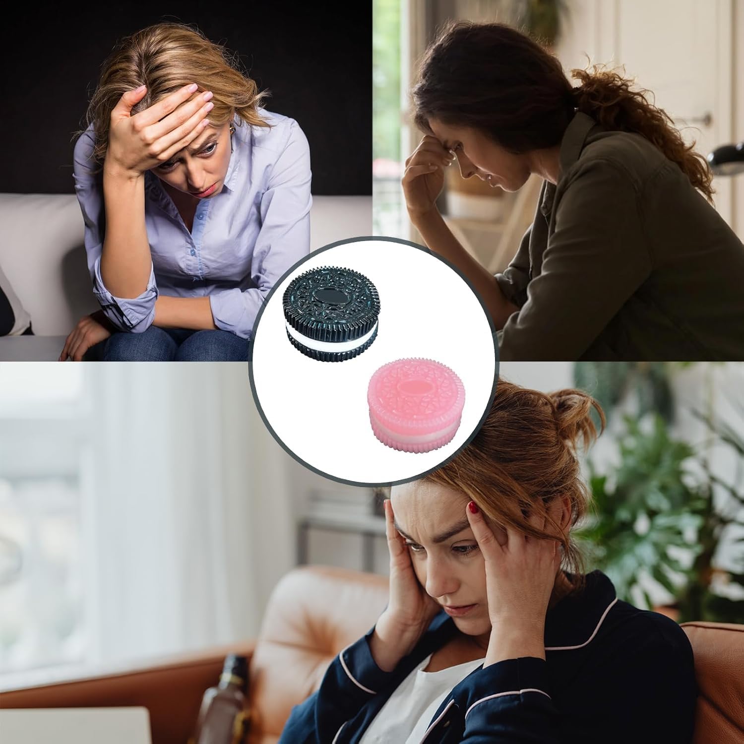 لعبة جيه دبليو تينج المكونة من قطعتين على شكل بسكويت لتخفيف التوتر، لعبة تخفيف الضغط، تصميم شطيرة واقعي للقلق والاسترخاء، ملحق مكتب مثالي ولعبة فيدجيت ممتعة للبالغين، مثالية لتخفيف التوتر