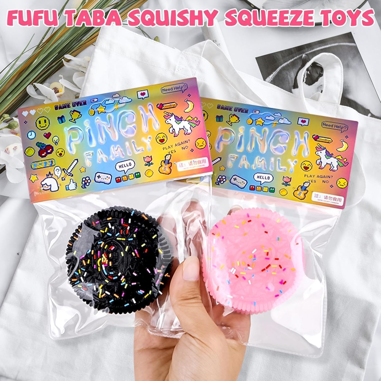 ألعاب IKEEP الإسفنجية، لعبة البسكويت الإسفنجية لتخفيف التوتر، ألعاب محاكاة ضغط الساندويتش، ألعاب ضغط البسكويت الناعمة للغاية لتخفيف الضغط، ألعاب فوفو الإسفنجية للأطفال والكبار