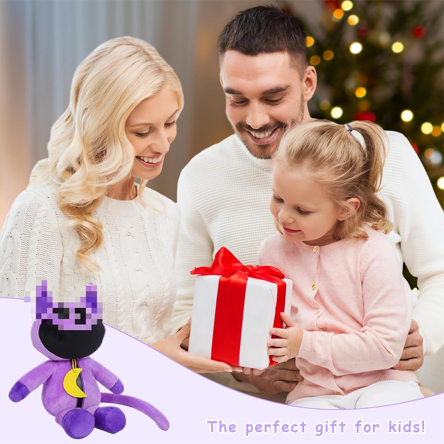 لعبة كلفسيه المحشوة على شكل مخلوقات كرتونية مبتسمة، 30 سم، لعبة أنمي محشوة، لعبة قطة أرجوانية