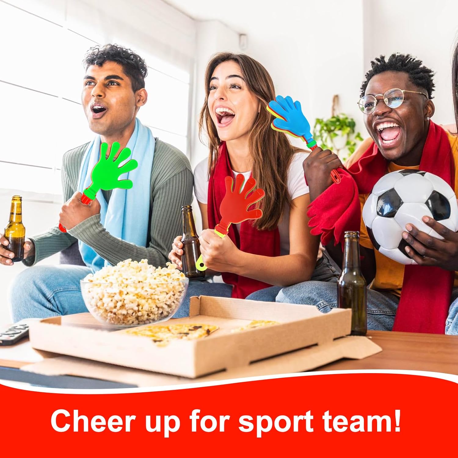 Thinp 4Pcs Hand Clappers,Plastic Clappers Noisemakers 9inch Hand Clappers Colorful Noisemakers Clappers Noise Makers Party Favors Noise Makers for Sporting Events Birthday Celebrations &Team Spirit