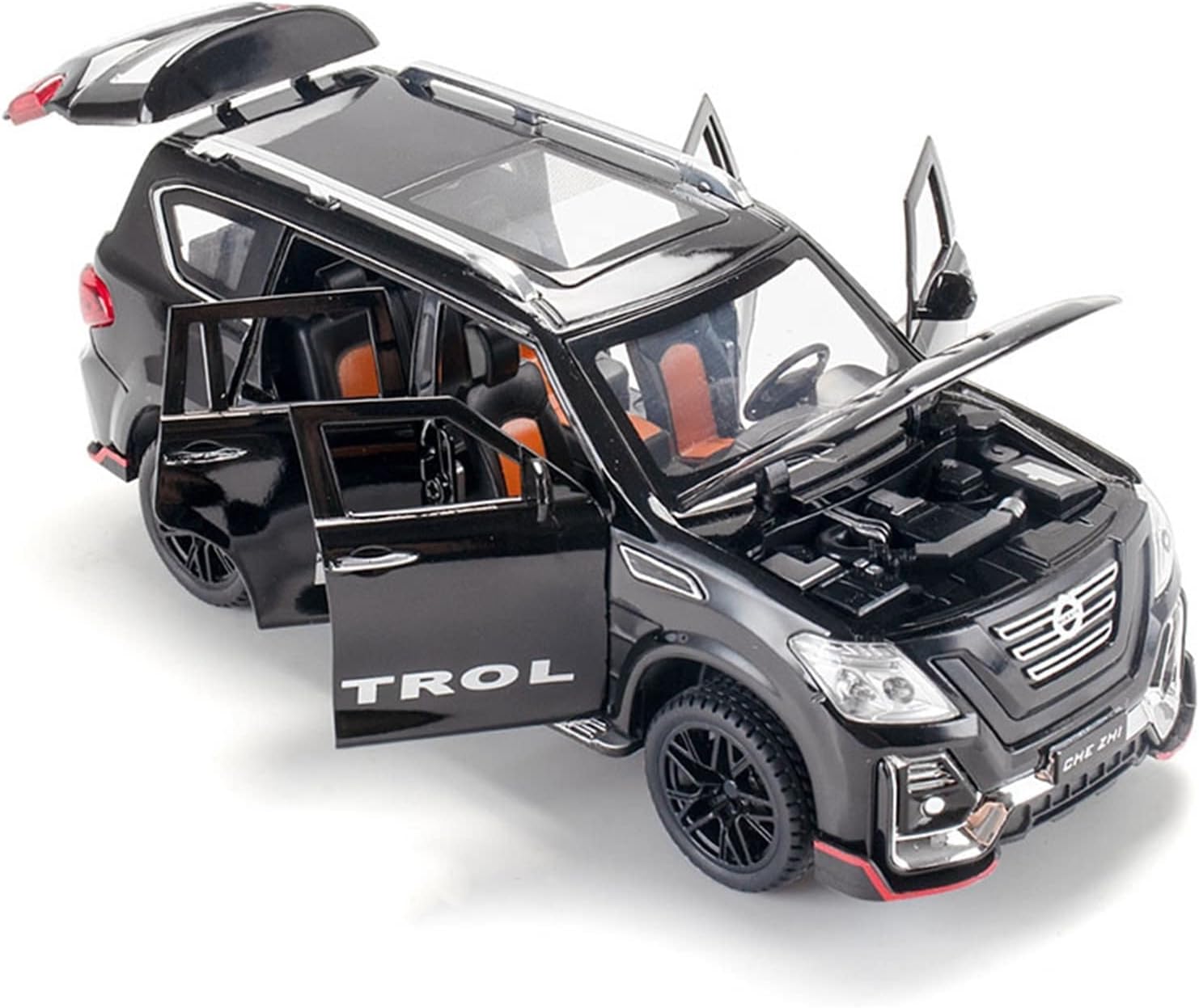 LUTPOL 1:24 لسيارة باترول SUV المعدلة لعبة سبائك معدنية مصبوبة ألعاب مركبات الطرق الوعرة نموذج الصوت والضوء مجموعة هدايا للأطفال (اللون: أسود)