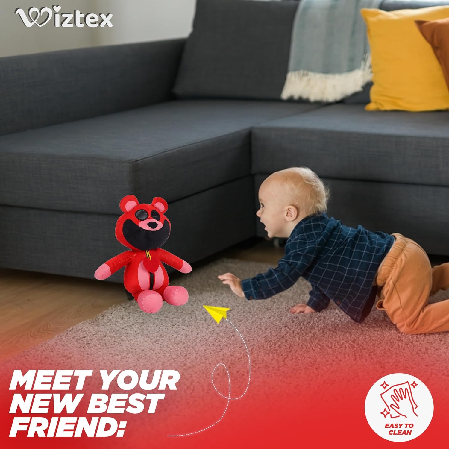 لعبة بوبي بيرهوج المحشوة من ويزتكس - 30 سم، مخلوق مبتسم - فيديو رعب على يوتيوب، لعبة دوج داي المحشوة، لعبة محشوة للمعجبين (بوبي بيرهوج أحمر)