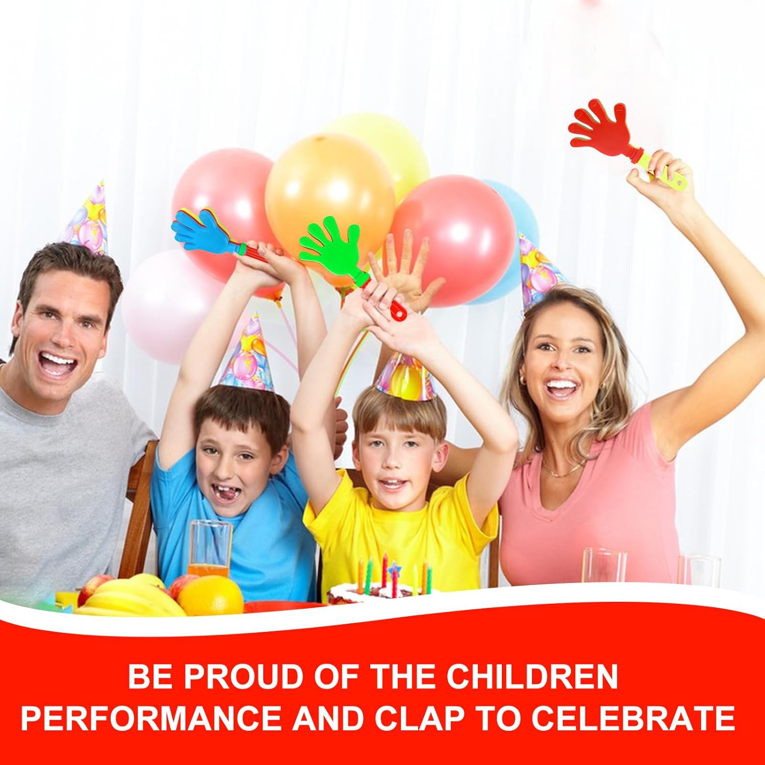 Thinp 4Pcs Hand Clappers,Plastic Clappers Noisemakers 9inch Hand Clappers Colorful Noisemakers Clappers Noise Makers Party Favors Noise Makers for Sporting Events Birthday Celebrations &Team Spirit