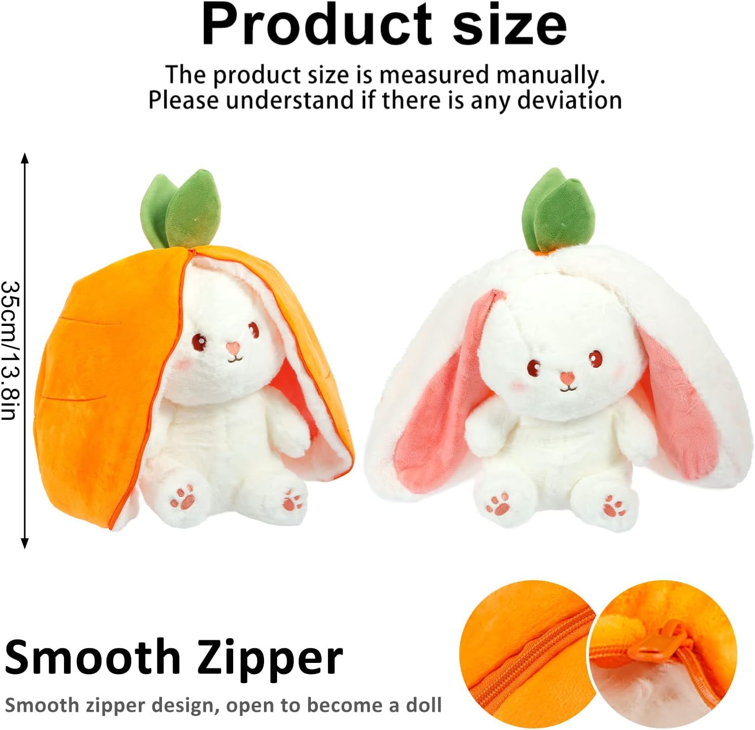 لعبة أرنب عيد الفصح المحشوة، ألعاب أرنب لطيفة، لعبة الغميضة، أرانب في جزرة، دمية أرنب جزرة قابلة للعكس، أرنب محشو ناعم للأطفال في عيد الفصح، الأولاد والبنات -RLA (أرنب جزرة، 35 سم)