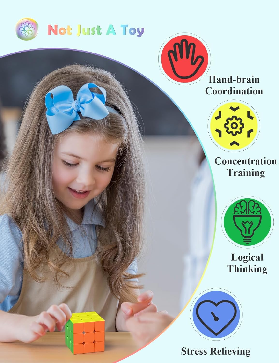 مكعب السرعة روكسيندا الاحترافي 3x3x3 - دوران سريع وسلس - متين وقوي بدون ملصقات، أفضل لعبة ألغاز سحرية ثلاثية الأبعاد - يدور أسرع من الأصلي