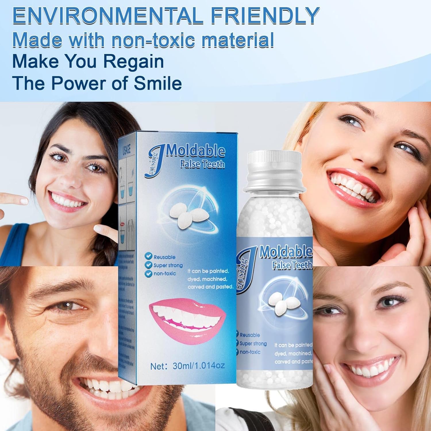 J/E 30ml Moldable False Teeth White Particles Reusable Non-toxic Temporarily Fill Regain Smile Cosplay DIY