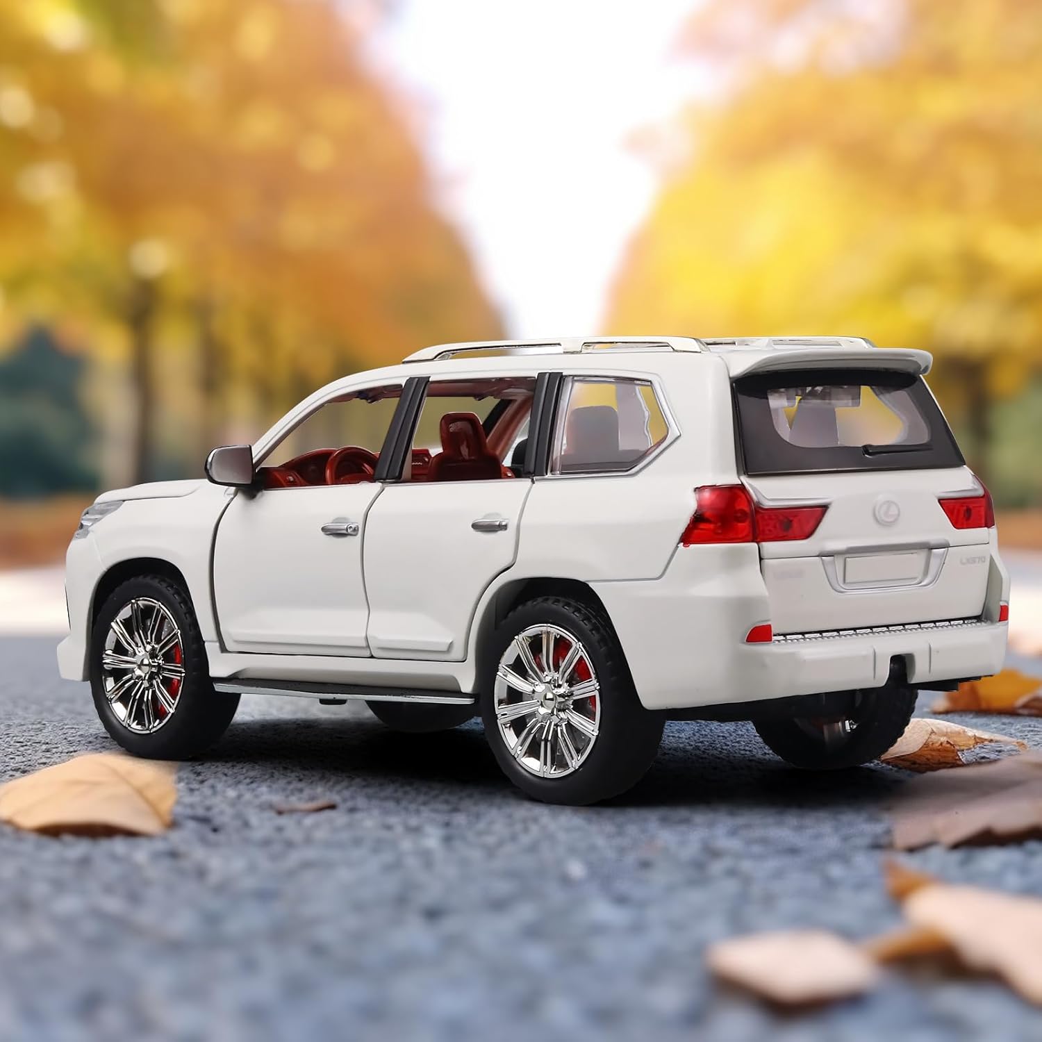 سيارة ليكسوس 570 كبيرة للأولاد من OANMYJJO، سيارة رياضية متعددة الاستخدامات كبيرة للطرق الوعرة، ألعاب سيارات معدنية مصبوبة بمقياس 1/24، مع أضواء وصوت وسحب للخلف، سيارات لعبة للأولاد من سن 4 إلى 7 سنوات (أبيض)