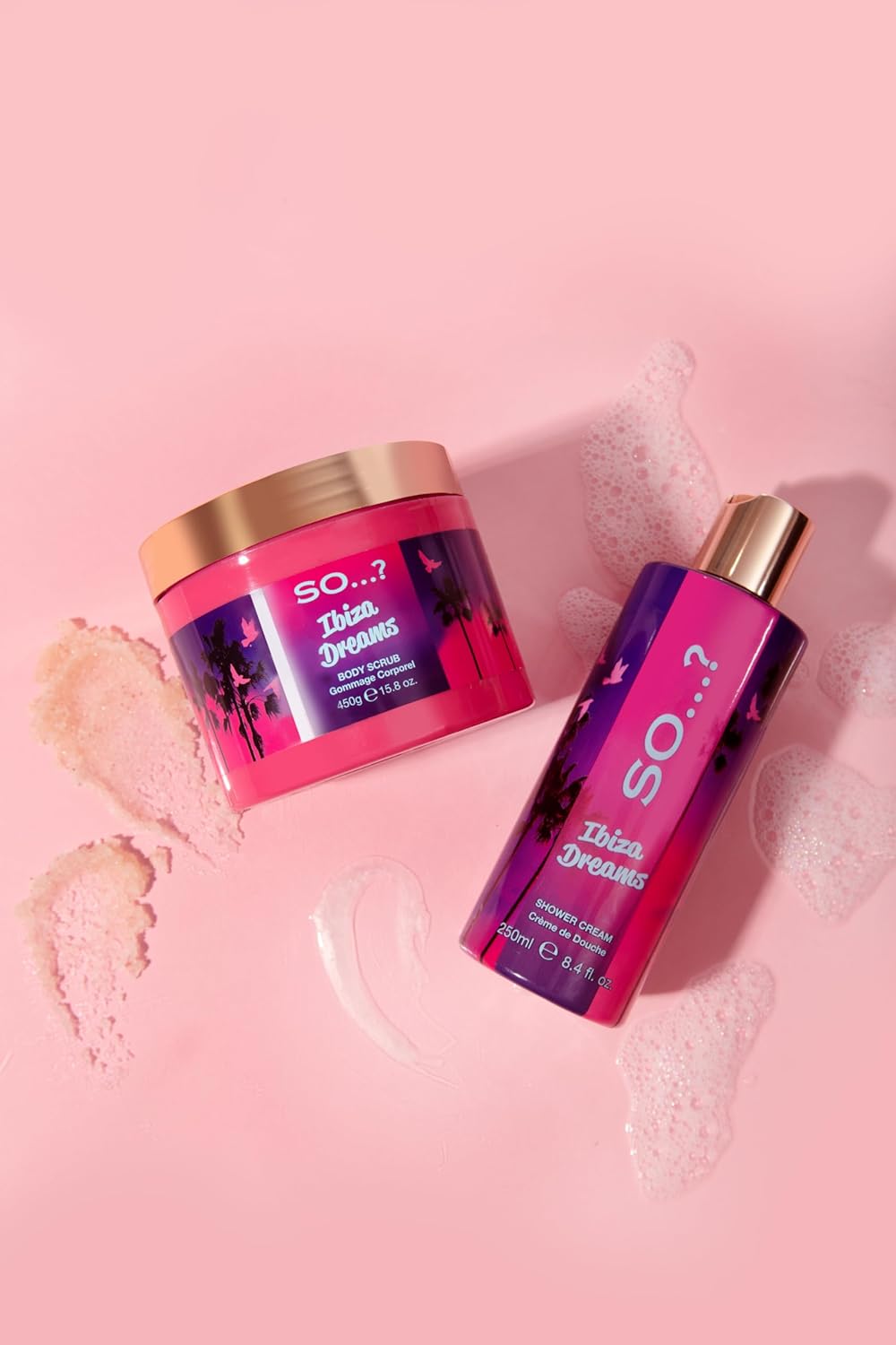 SO Escapes Women's Ibiza Dreams Fruity and Floral Exfoliating Body Scrub 450ml with Sweet Red Apple, Raspberry and Violet Fragrance, Crultey Free