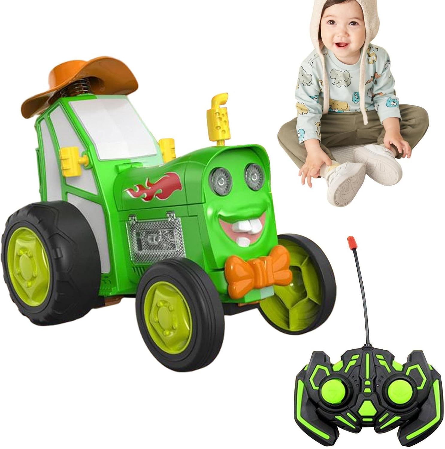 سيارة قفز مجنونة، سيارات تحكم عن بعد دوارة قابلة لإعادة الشحن عبر USB مع موسيقى وإضاءة للأولاد، لعبة زاحفة، سيارات تحكم عن بعد، سيارة بهلوانية، هدايا عيد ميلاد للأولاد والبنات من سن 3 سنوات فما فوق