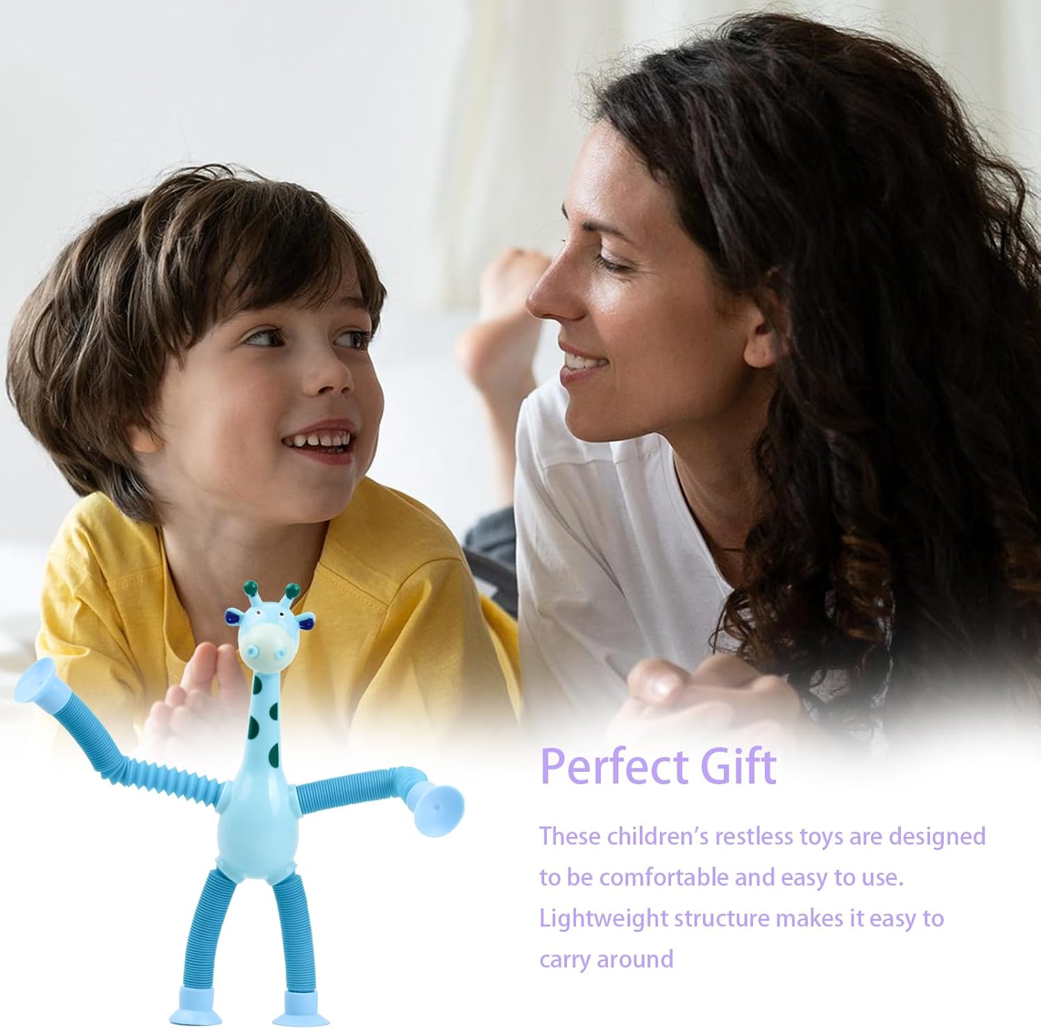 لعبة تيبابلا على شكل زرافة أنبوبية، 4 قطع من لعبة الزرافة التلسكوبية مع كوب شفط، ألعاب أنبوبية تلسكوبية على شكل زرافة لتخفيف التوتر، لعبة الزرافة الحسية هدايا تعليمية