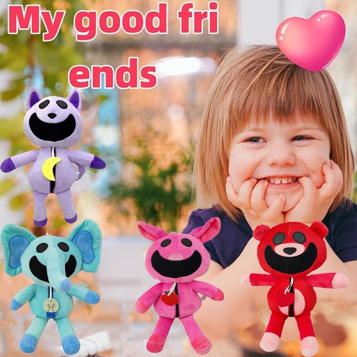 مجموعة ألعاب قطط GHEPAR Smiling Critters المحشوة، لعبة وحش الكرتون Smiling Critters Series دمية محشوة، الأرنب الأخضر/DogDay/PickyPiggy/Bubba Bubbaphant/KickinChicken/CraftyCorn/Critters CatNap (الحجم: N/8 قطع)