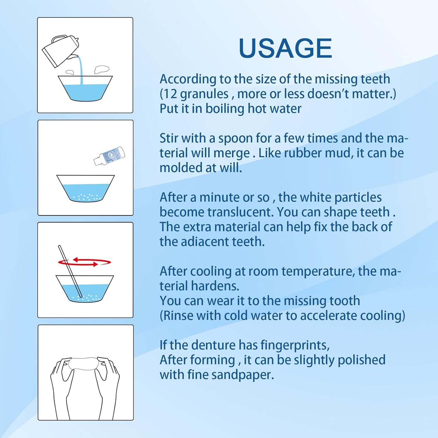 J/E 30ml Moldable False Teeth White Particles Reusable Non-toxic Temporarily Fill Regain Smile Cosplay DIY