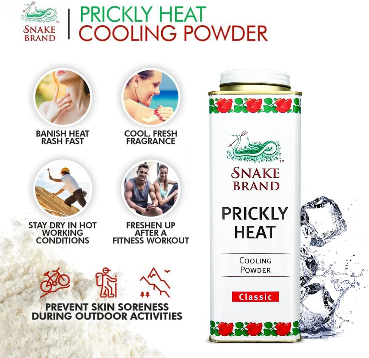 Snake Brand Prickly Heat Original Cooling Powder Classic 280gm