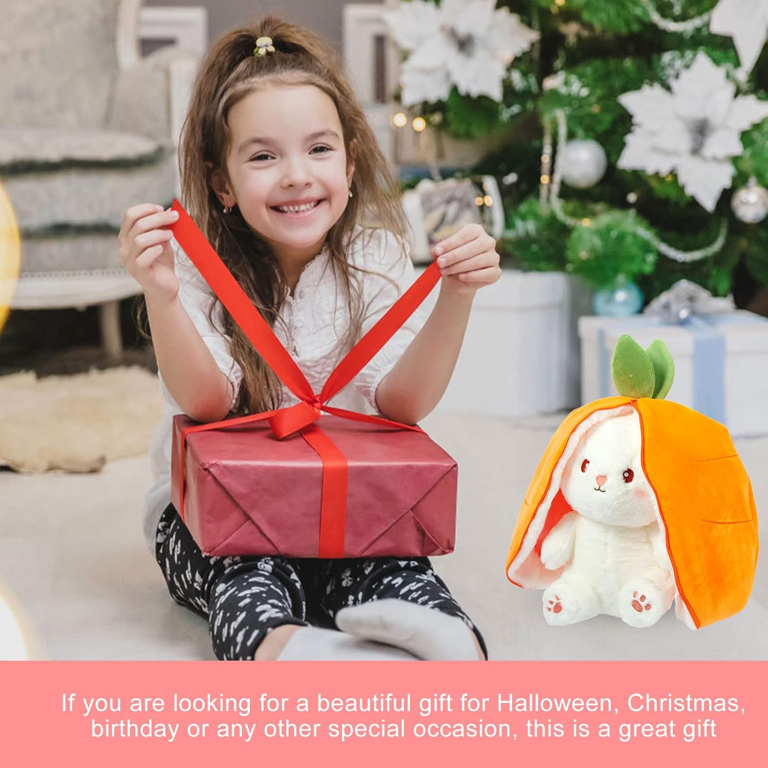 لعبة أرنب عيد الفصح المحشوة، ألعاب أرنب لطيفة، لعبة الغميضة، أرانب في جزرة، دمية أرنب جزرة قابلة للعكس، أرنب محشو ناعم للأطفال في عيد الفصح، الأولاد والبنات -RLA (أرنب جزرة، 35 سم)