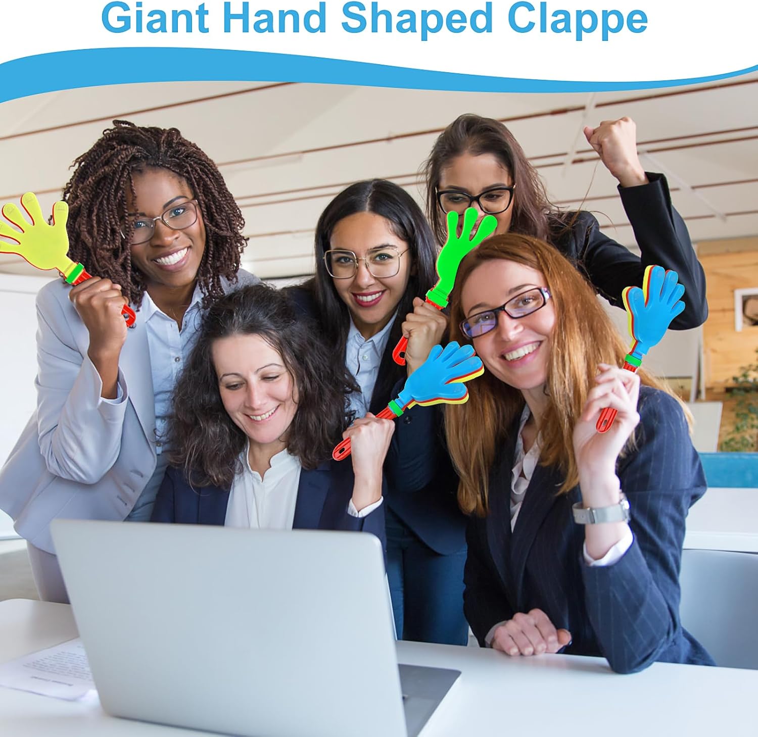 Prasacco 4 Pack Hand Clappers 9 Inch Large Hand Clappers Noisemakers Cheer Noise Makers Finger Noise Makers for Sporting Events Basketball Football Game Party Favors (Mixed Colors)