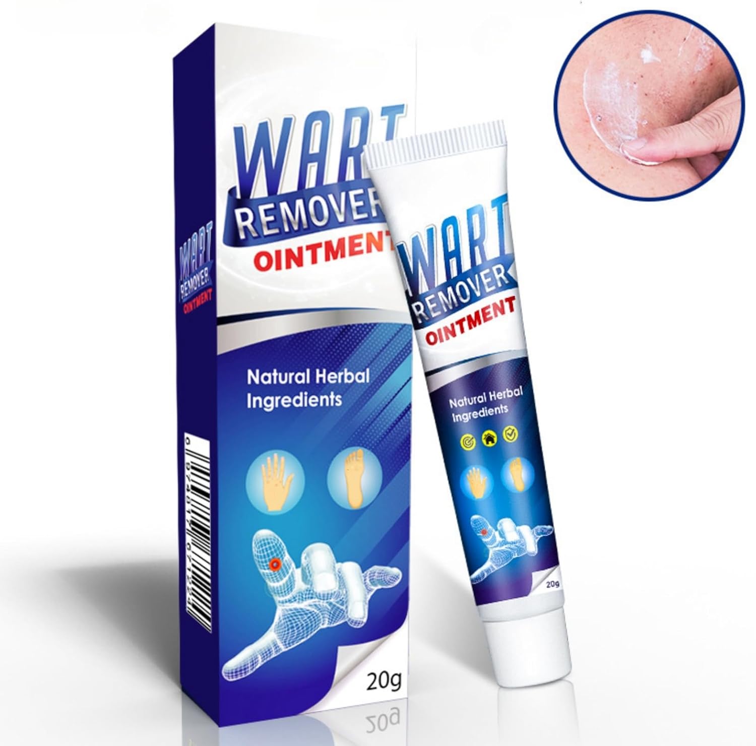 HONPOLO Wart Repair Ointment 20g for Common Warts, Plantar Warts, and Flat Warts, Fast-Acting Formula, Safe and Gentle, Non-Greasy and Absorbent, Works on Hands, Feet, Elbows, or Knees