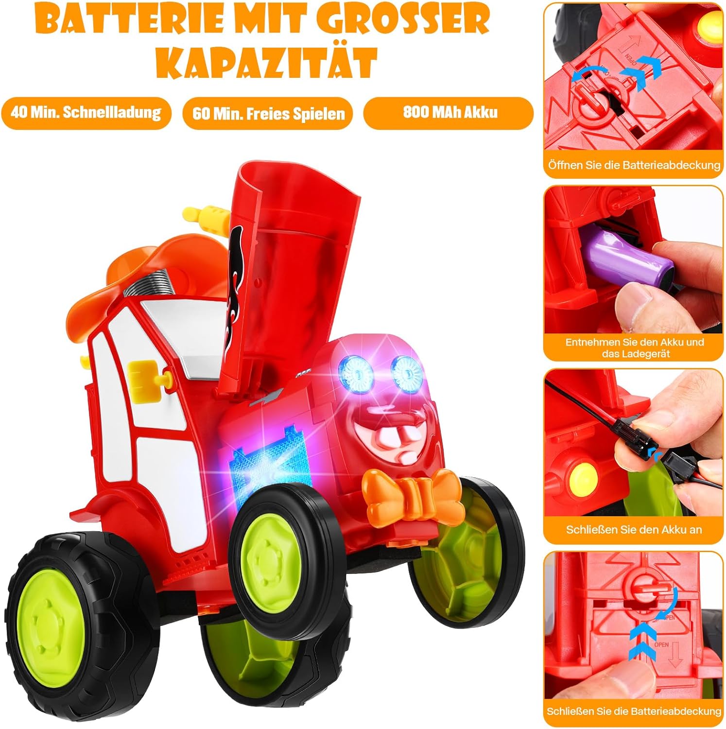 Remote Controlled Car from 3 4 5 6 Years, 90° Upright Standing Stunt RC Car with Light and Music, Remote Control Car Motor Skills Toy Christmas Birthday Gifts from 3-9 Years Boy