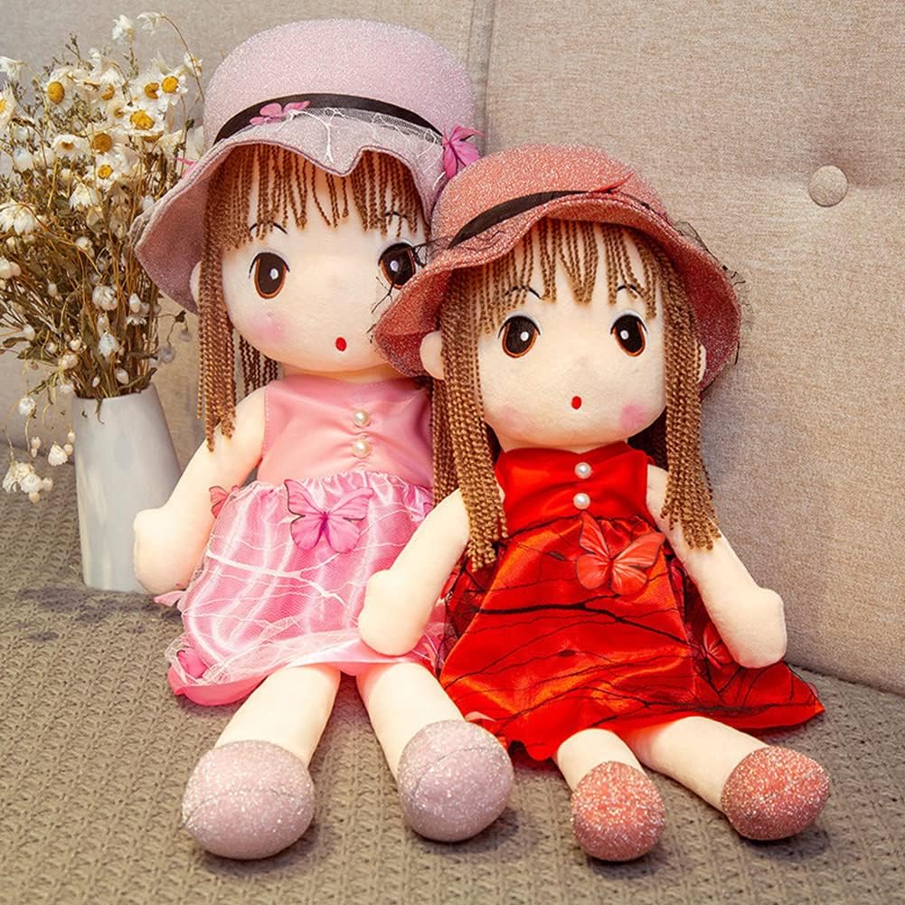 LICHENGTAI دمية قماشية لطفلة دمية شعر دمية قماشية للبنات دمية قماشية دمية قطيفة ناعمة دمى ألعاب قطيفة للأطفال البنات، 45 سم