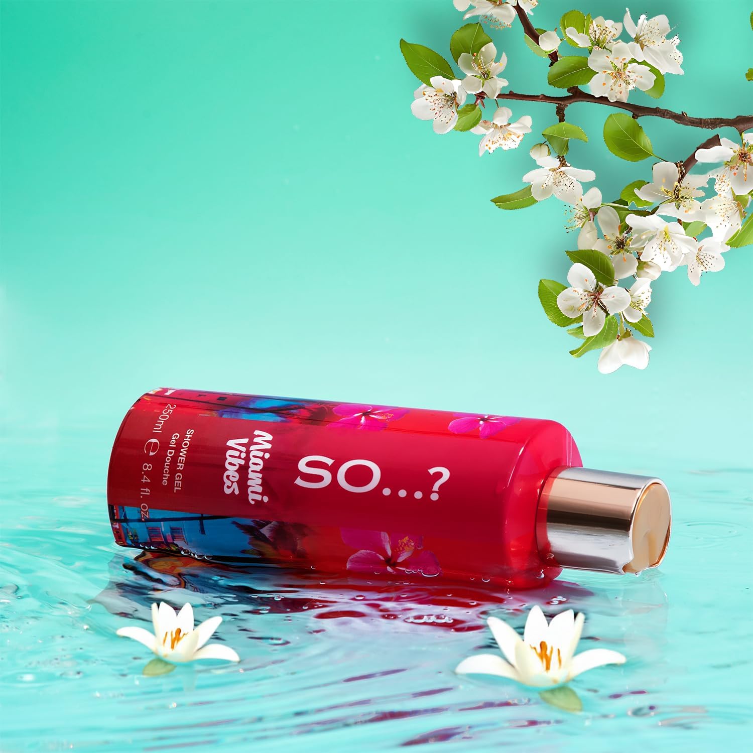 So…? Escapes Women's Miami Vibes Fruity and Floral Nourishing Shower Gel 250ml With Sweet Pear, Green Melon and Apple Blossom Fragrance, Cruelty Free