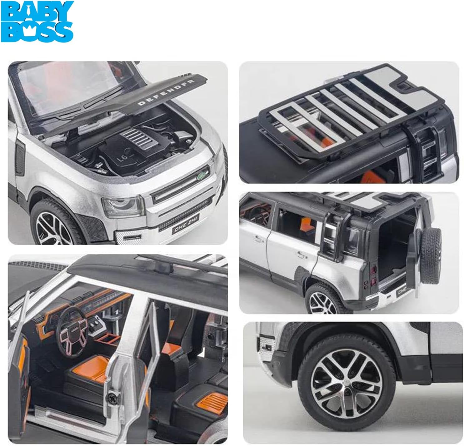 BABY BOSS DEFENDER DIE CAST -1:24 DIECAST CAR WITH LIGHT AND SOUND FOR KIDS - GREEN