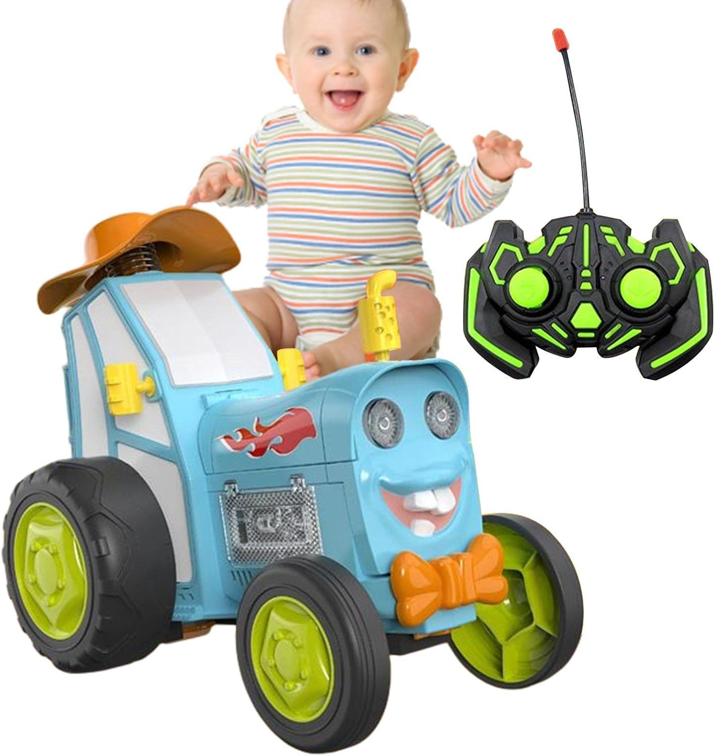 Crazy Jumping Car Rechargeable Car Toy With Music And Light RC Cars Stunt Car Toy Remote Control Train Toy Western Cowboy Style Jumping Car Toy For Kids Age 3+