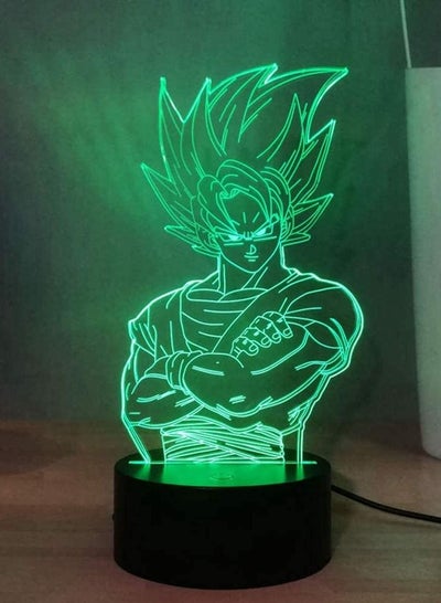Multicolour3D Night Lights Kakarotto 3D Acrylic Table Lamp Super Saiyan Bedroom Sleeping Night Lamp Son Goku 16 colors Desk Lamp Anime Home Decor Light Children Birthday New Year Presents Dragon B