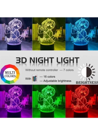 Multicolour Anime Demon Slayer Tsuyuri Kanao Figure LED Night Light Room Decoration Kimetsu No Yaiba 3D Illusion Light Kids Gift 16 Colors with Remote