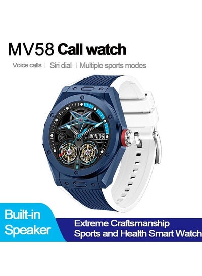 Smart watch Silicone Band Bluetooth 5.0 Android IOS Support Smart Wristwatch Blue White