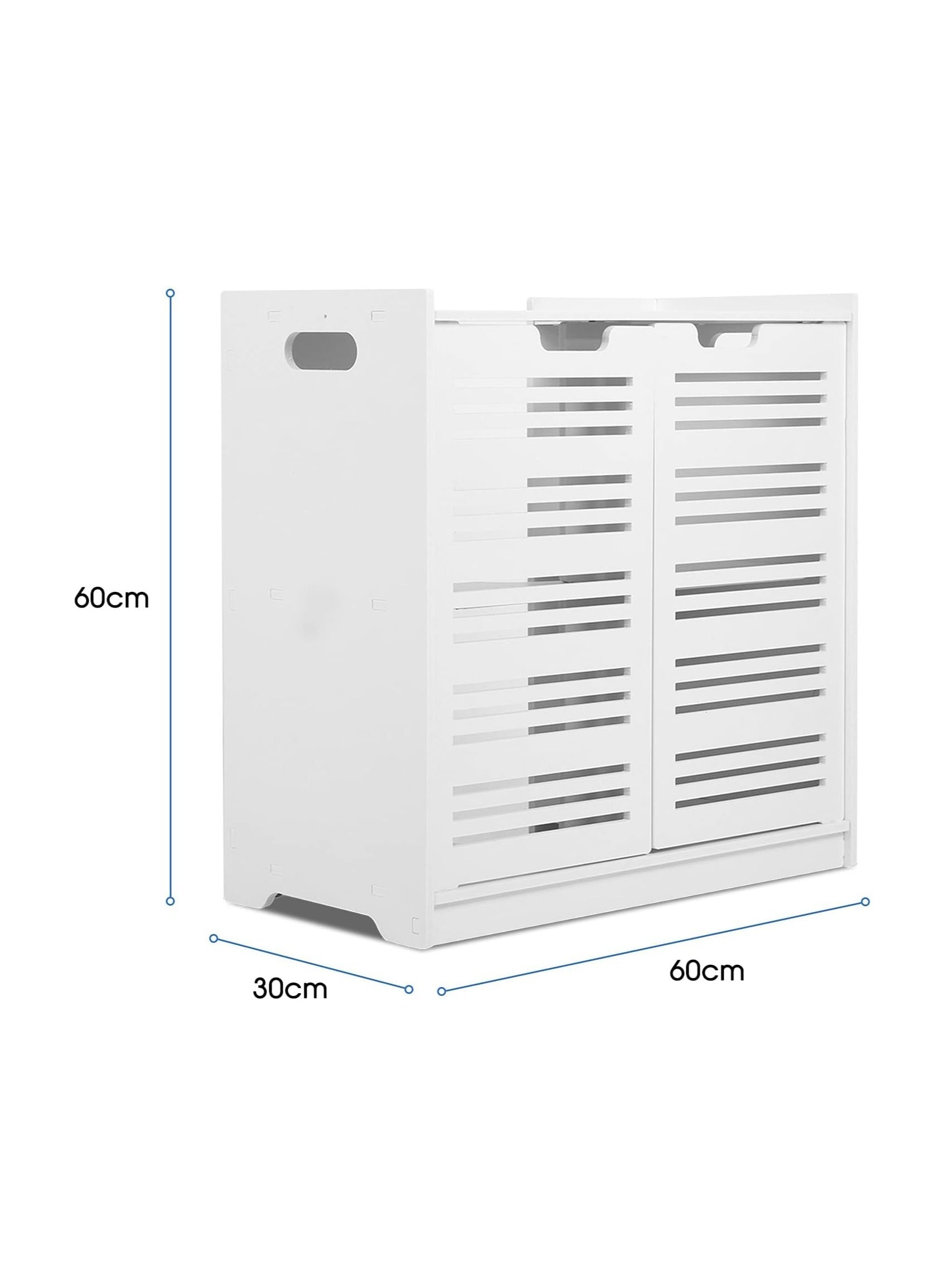 Eworld White Double Door under Basin and Sink Storage Cabinet, Space-Optimized Cupboard and Waterproof Vanity Storage Solution for Modern Bathroom and kitchen