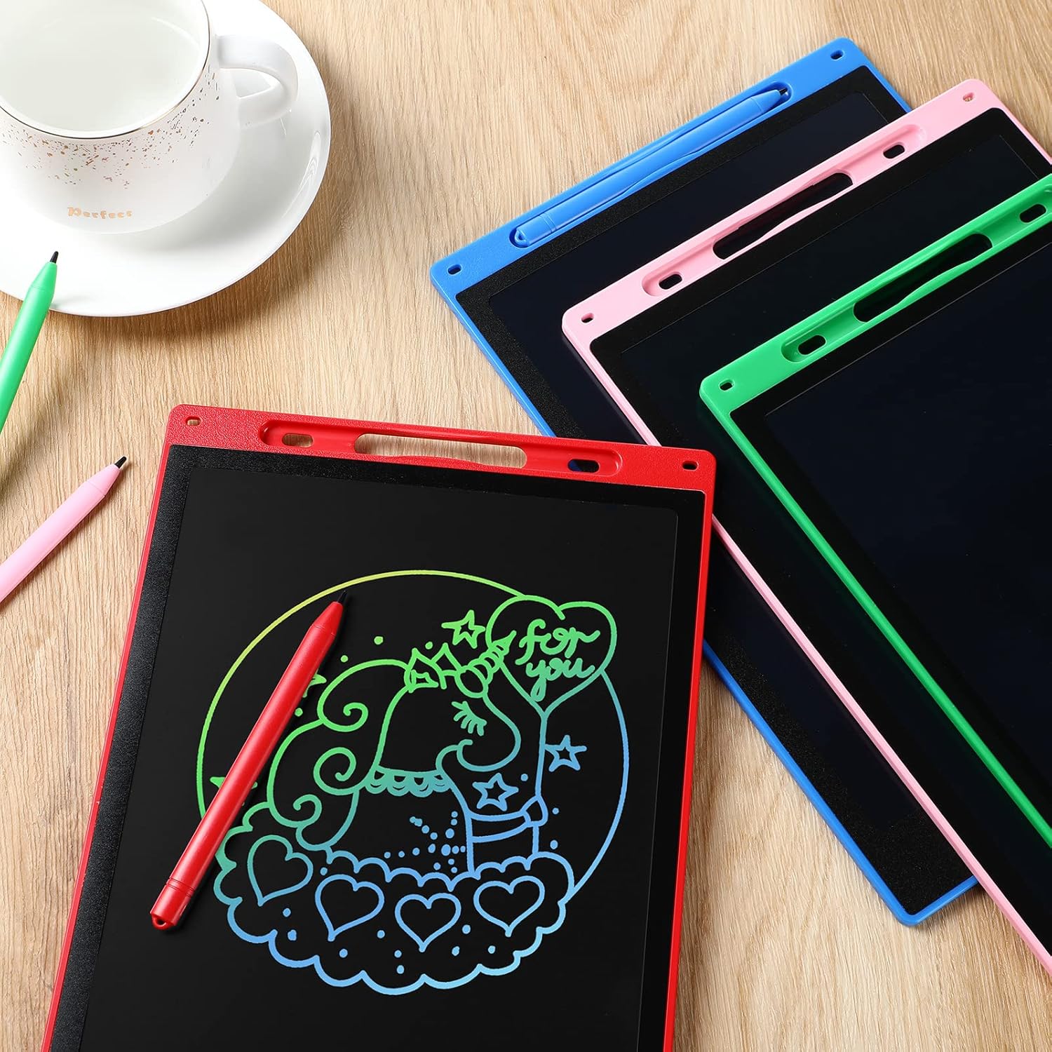 Epakh 4 Pcs LCD Writing Tablet Doodle Board for Kids 12 Inch Digital Drawing Pad with Colorful Screen Erasable Doodle Scribbler Educational Learning Gift for 3-10 Years Old Girls Boys (Colorful)