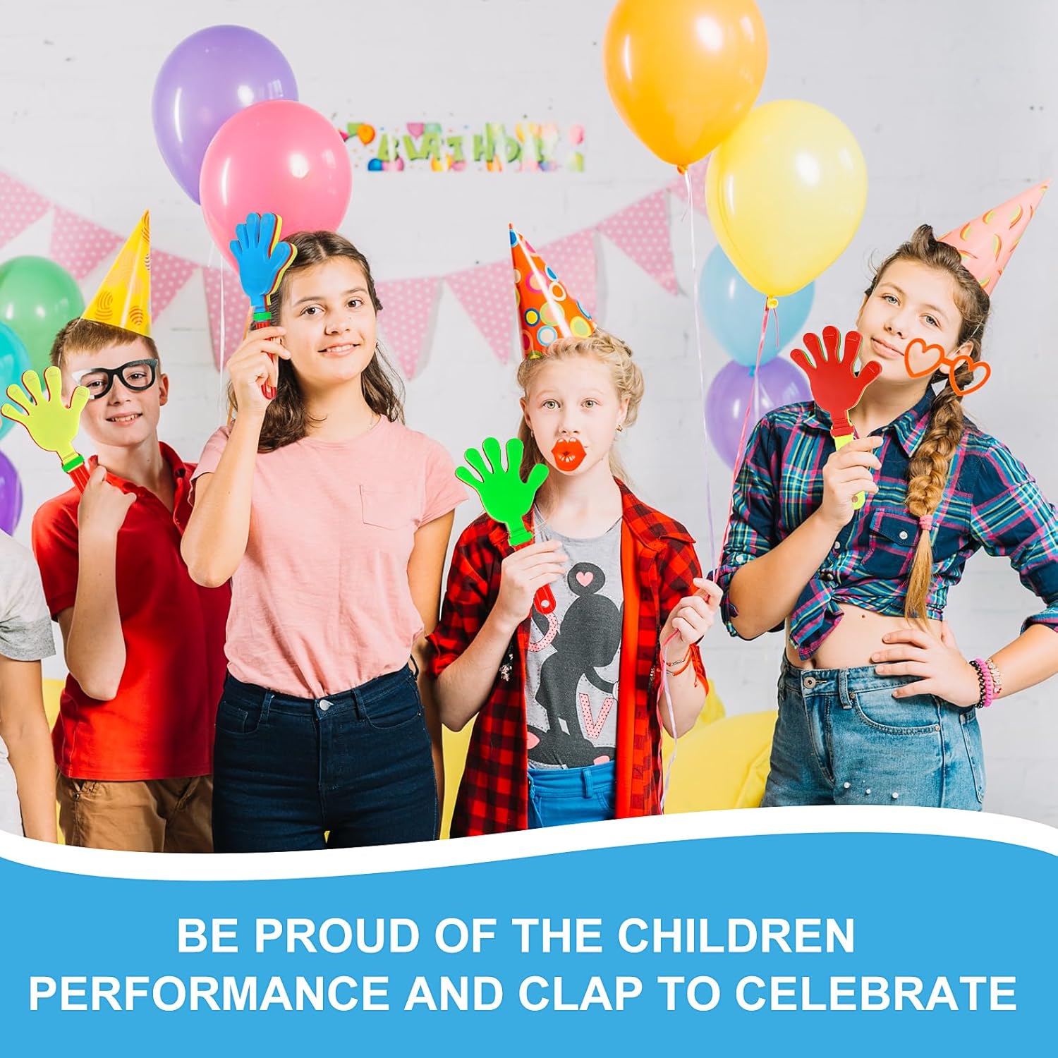 Prasacco 4 Pack Hand Clappers 9 Inch Large Hand Clappers Noisemakers Cheer Noise Makers Finger Noise Makers for Sporting Events Basketball Football Game Party Favors (Mixed Colors)