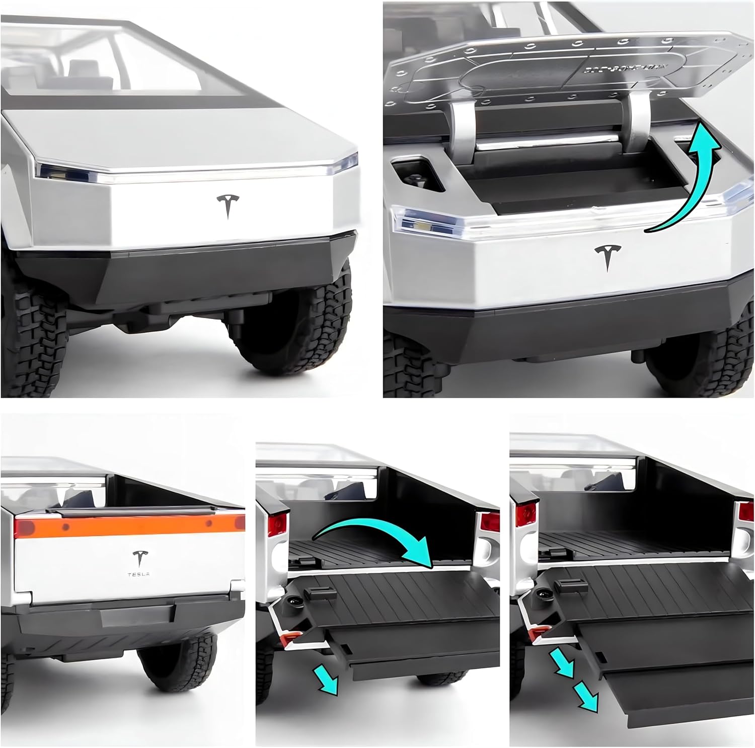 MARTYRA Tesla Cybertruck Vehicle, 1:24 Scale Diecast Cybertruck, Pickup Truck Model Metal Toy, with Sound and Light for Studio, for Kids Gift or Tesla Vehicles Model Collection Enthusiasts