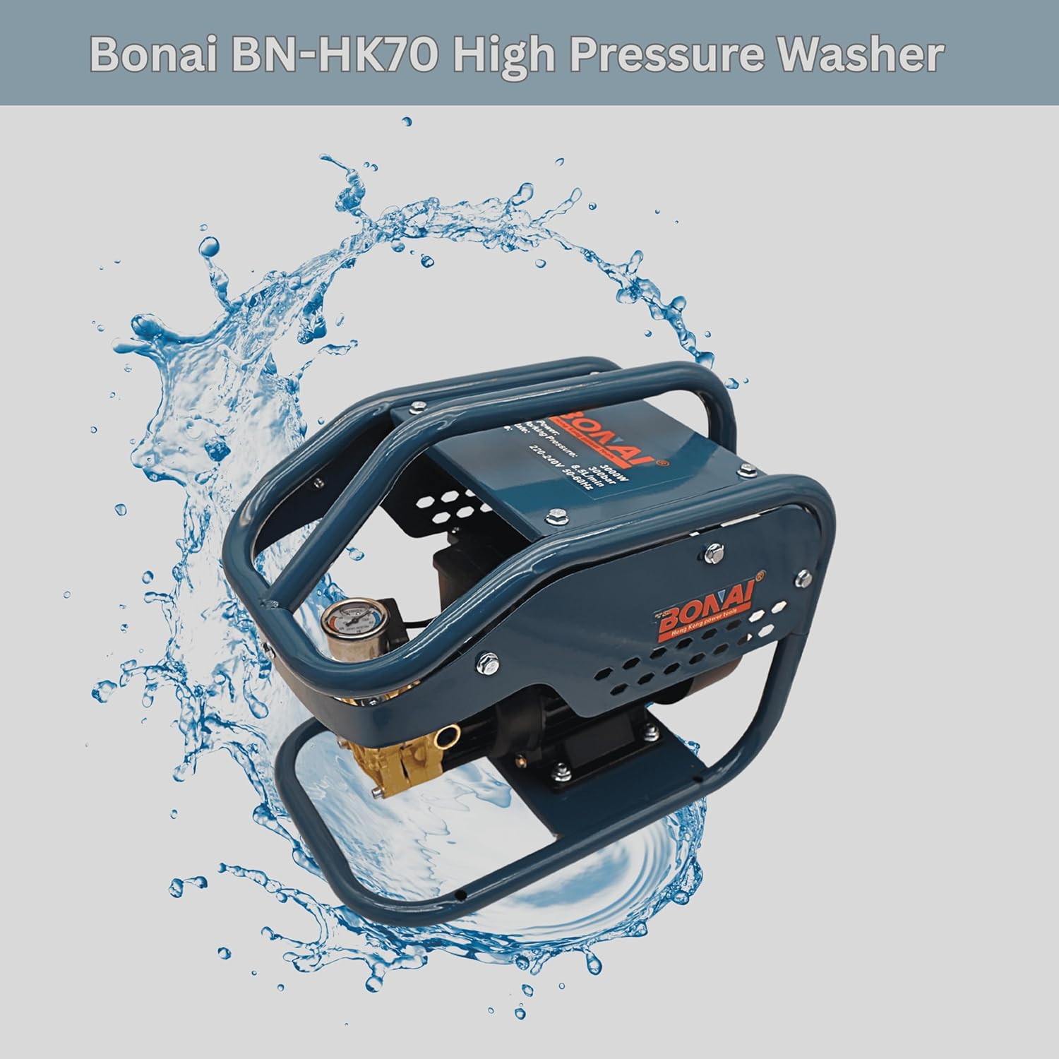 BONAI BN-HK70 High Pressure Washer 3000W | 300 Bar Power Washer | 8.5L/min Flow | Self-Priming, Auto Stop, Overheat Protection | Car, Patio, Driveway & Garden Cleaning Machine
