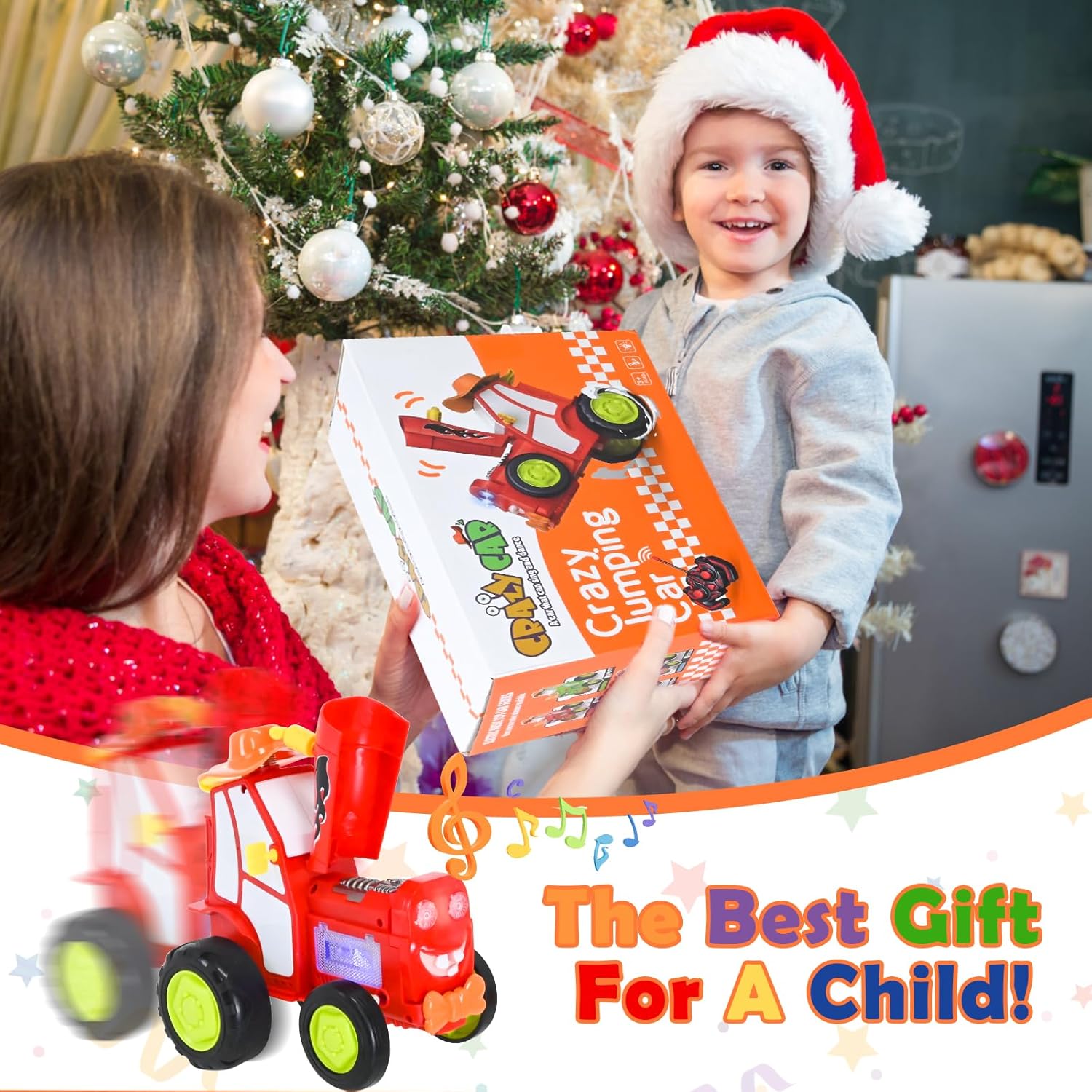 سيارة نيراجرون للتحكم عن بعد، لعبة سيارة قفز راقصة مجنونة، شاحنات RC مزدوجة الجوانب مع مصابيح أمامية وموسيقى، سيارة هزازة لاسلكية للتحكم عن بعد كهدية عيد ميلاد للأطفال