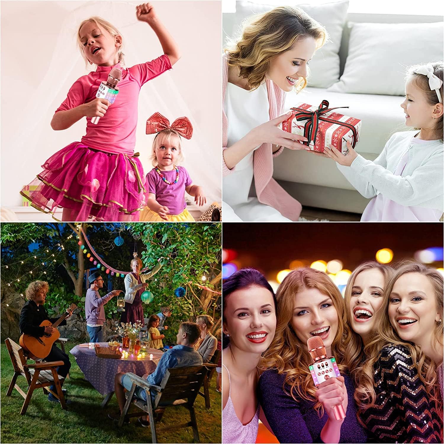 ميكروفون كاريوكي ميلرونغ للأطفال الذين يغنون، 5 في 1 ميكروفون لاسلكي يعمل بالبلوتوث مع أضواء LED، جهاز كاريوكي محمول، ميكروفون ومكبر صوت ومشغل مسجل للمنزل والحفلات وأعياد الميلاد 【ذهبي】